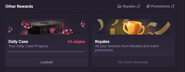 CSGO500 casino Daily Case screen