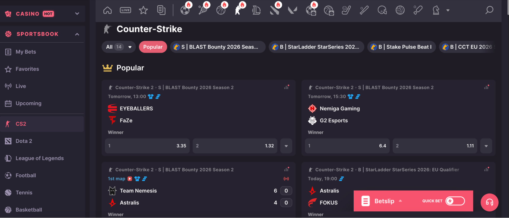 500 Casino CSGO gambling page showing CS2 cases and multiplayer battles interface.
