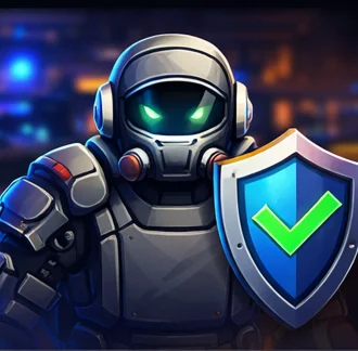Quick nav illustration: automation bot and verification shield